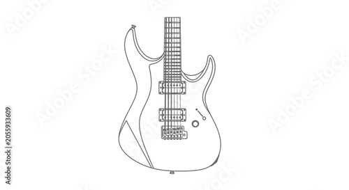 Bild auf Leinwand Minimalist Electric Guitar Line Art Illustration