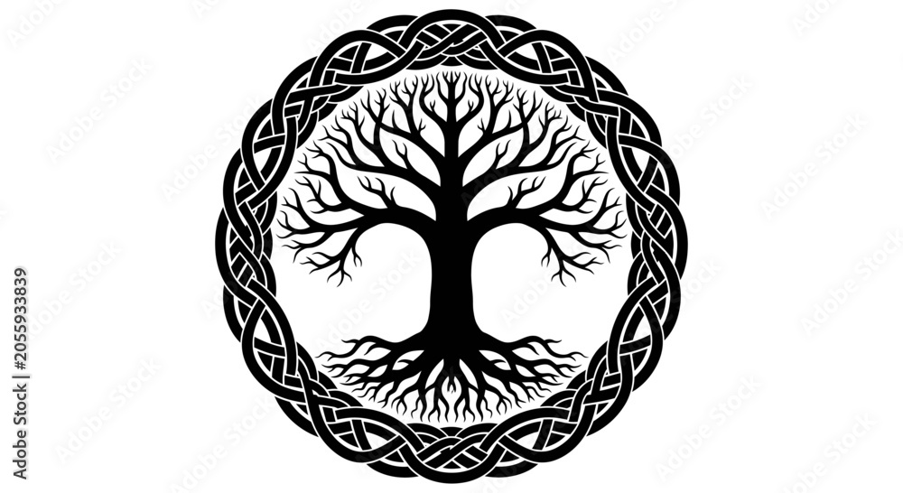 Obraz premium Black and White Celtic Tree of Life Symbol