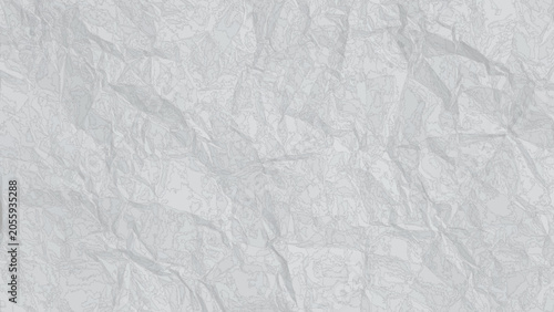 Crumpled paper texture background with realistic grey folds and creases. white wrinkled paper backdrop with detailed crushed sheet grain. 