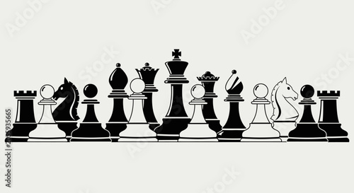 Foto Chess Pieces Silhouette Skyline Concept