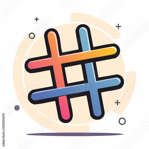 Colorful Hashtag Icon with Gradient Colors