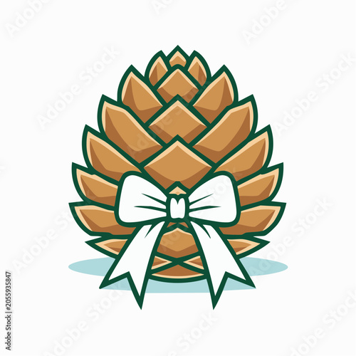 Pinecone with White Bow Decoration
