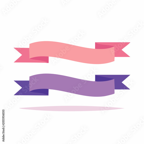 Two Wavy Ribbons, Pink and Purple
