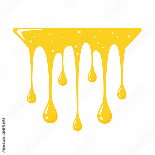 Yellow liquid dripping with droplets