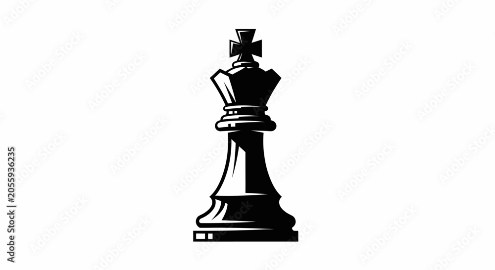Fototapeta premium Minimalist Black Chess King Piece Graphic Illustration