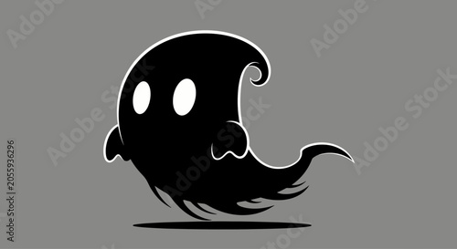 Картината върху платно Cute Cartoon Black Ghost Silhouette Character