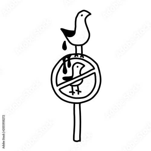 Canvastavla Rebel bird pooping on a no birds allowed sign graphic