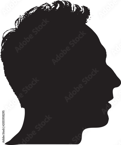 Silhouette Portrait of Man with Short Hair Side Profile Black and White Minimalist