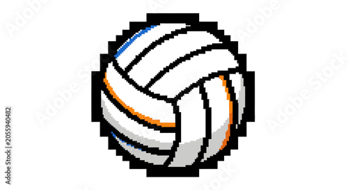Pixelated Volleyball Sports Equipment Closeup.