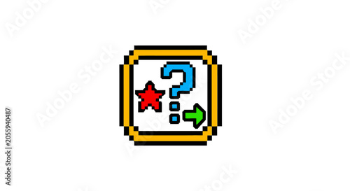 Pixelated question mark icon symbol.