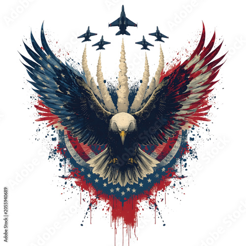 USA Patriotic Eagle T-Shirt Design | American Flag PNG | 250th Anniversary USA Independence Day Graphic