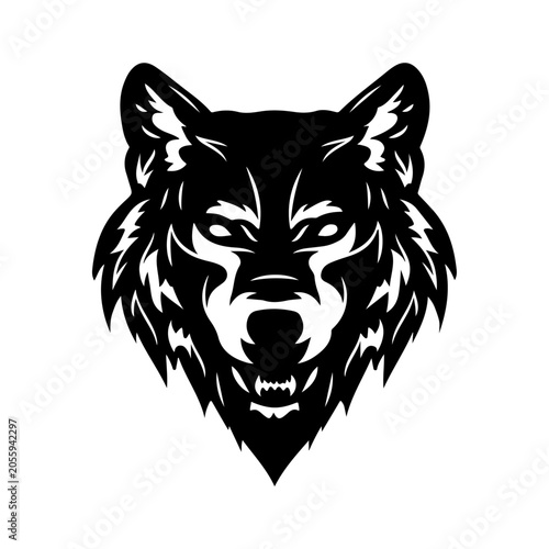 Fierce Wolf Portrait: A powerful and stylized illustration of a wolf's head, with intense eyes and bared teeth, conveying a sense of primal strength and wild spirit.