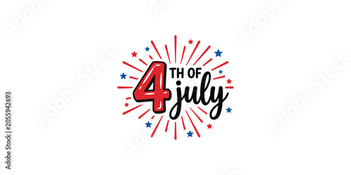 Obraz na płótnie Festive fourth of july typography design with fireworks illustration for patriot