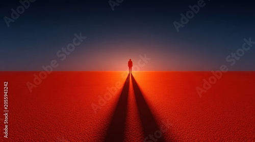 Rover shadow stretching across red martian landscape photography sci-fi environment dramatic viewpoint