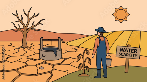 Schilderij op canvas Water Scarcity Crisis Affecting Rural Farming Communities