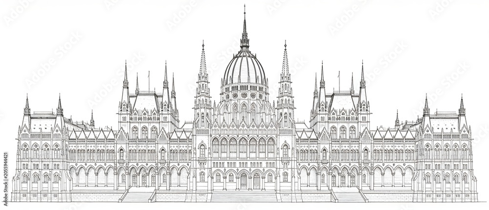 Obraz premium Gothic style building with dome and spires