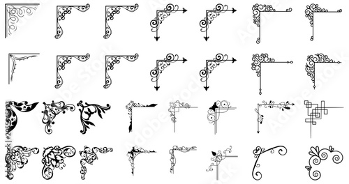 Konstfotografi Vector illustration of decorative frame corner set