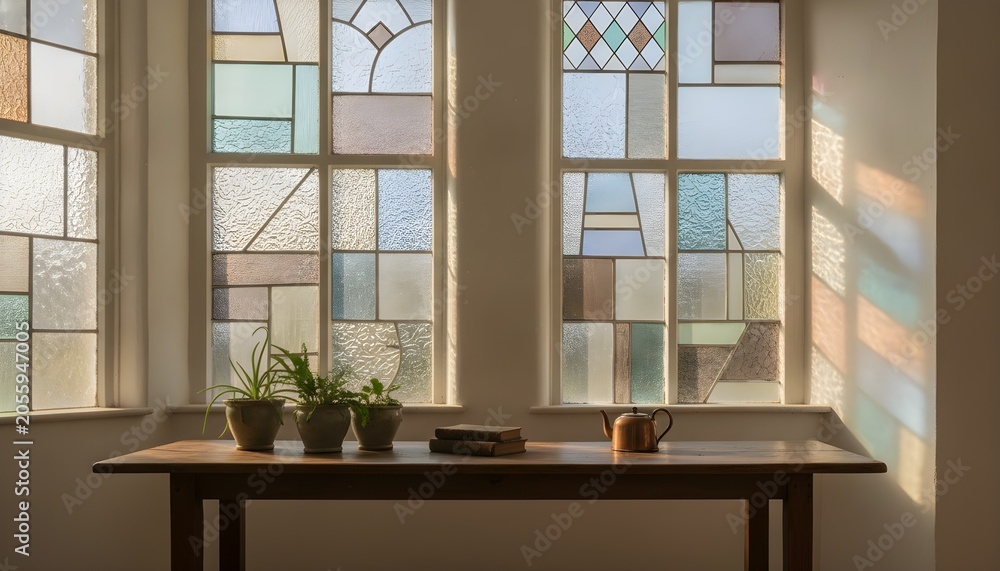 Fototapeta premium Filtered Light Through Glass Indoor Reflection