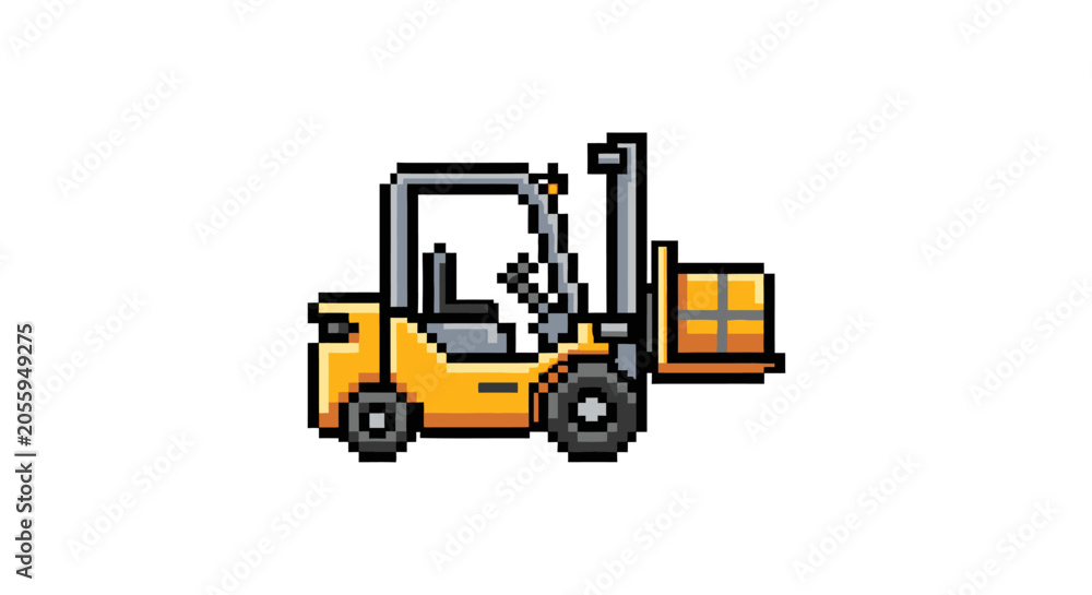 Fototapeta premium Yellow Forklift with Orange Pallet.