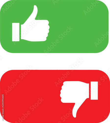 Green thumbs up and red thumbs down icon buttons for positive and negative feedback