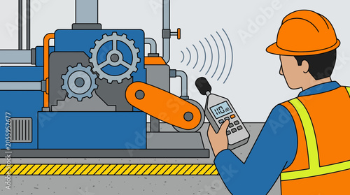 Fényképezés Noise Level Meter Being Used Near Industrial Machinery