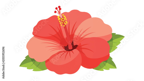 Bild auf Leinwand Vibrant Pink Hibiscus Flower Illustration.