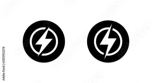 Fotografi Lightning bolt icon in black circle