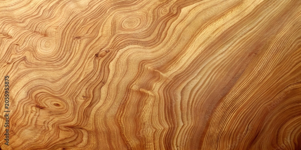 Fototapeta premium Honey yellow burl wood grain swirl texture background surface