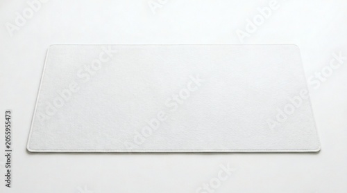 lank White Desk Mat Mockup Minimalist Setup Isolated Pure Background