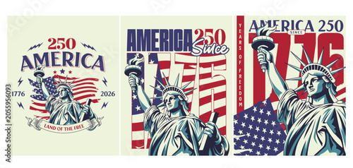 America 250 USA 250th Anniversary America 250 Celebration United States Semiquincentennial
1776–2026
Independence Day 250
Patriotic Vector Poster