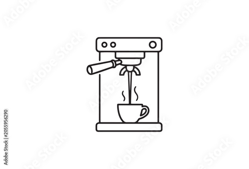 Coffee Espresso Machine, Coffee Maker Icon, Espresso Brewer, Vector Coffee Illustration