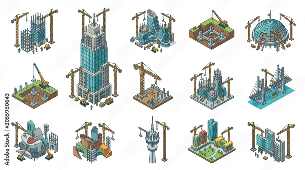 Fototapeta premium 3D Skyscraper Construction Concepts.