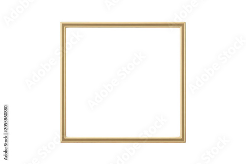A square frame with a thin light gold border, isolated on a black background, front view, empty center, clean lines, minimalist style