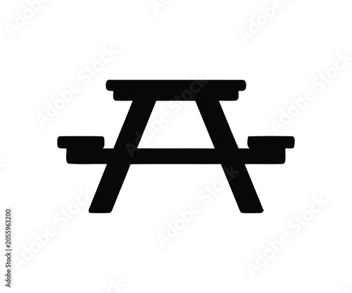 Print: Wooden picnic table icon for park and outdoor dining