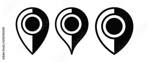 Photos Map Marker Icon Set – Location Pin, GPS Navigation & Destination Pointer Vector