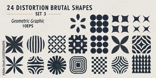 Принти на полотні Geometric graphic patterns with distortion and brutal shapes vector illustration