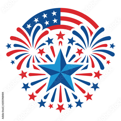 Patriotic fireworks star celebration