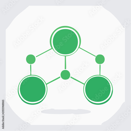 Green Network Diagram with Circles and Lines