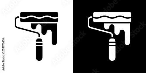 Paint Roller Icon Set Multiple Style Collection