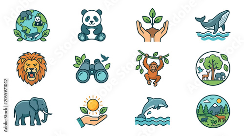 Photography Collection of Wildlife and Nature Icons for Conservation