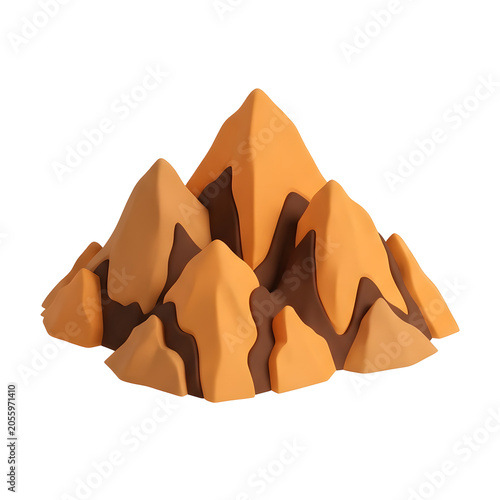 Stylized cartoon mountain range with orange and brown peaks