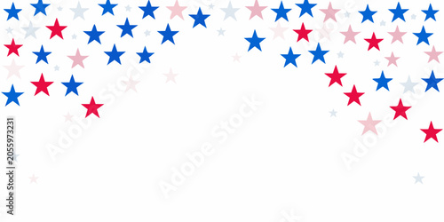 Obraz na plátne Red White And Blue Star Confetti Pattern On White Background