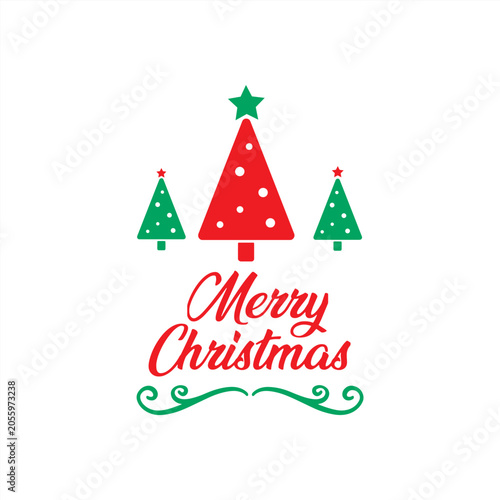 Merry Christmas festive holiday logo template and vector badge illustration