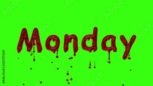 Bloody Monday Horror Text Animation on Green Screen.