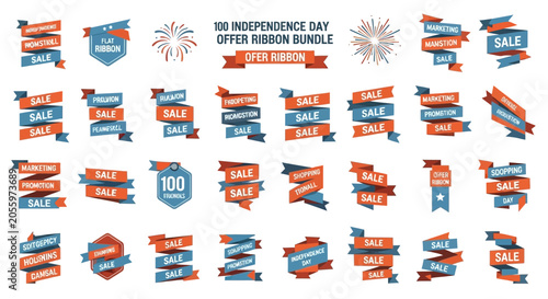 Patriotic sale banners, Independence Day labels, red white blue offer tags, discount icons bundle isolated on White Background 4th july, indipendent day , Editable EPS