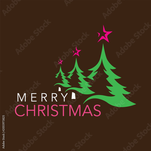 Merry Christmas festive holiday logo template and vector badge illustration