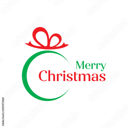 Merry Christmas festive holiday logo template and vector badge illustration