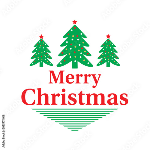Merry Christmas festive holiday logo template and vector badge illustration