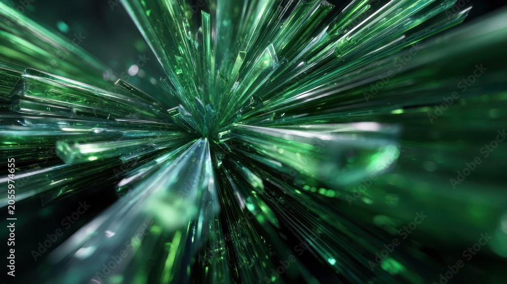 Obraz premium Abstract green crystal explosion art