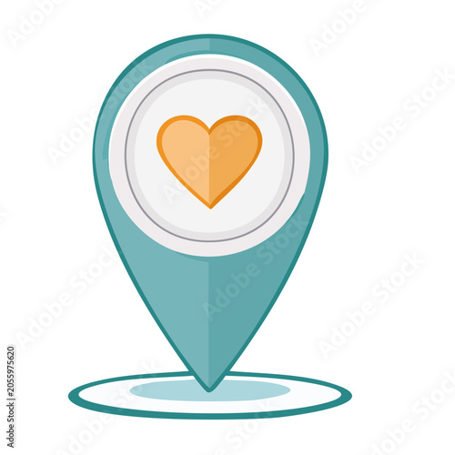 Flat design heart inside teal globe